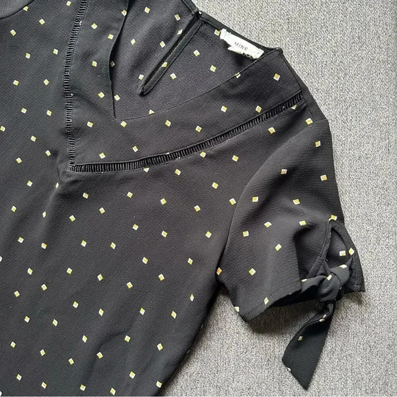 Anthropologie MINE Black Tie Short Sleeve Blouse Top Small - Picture 5 of 7
